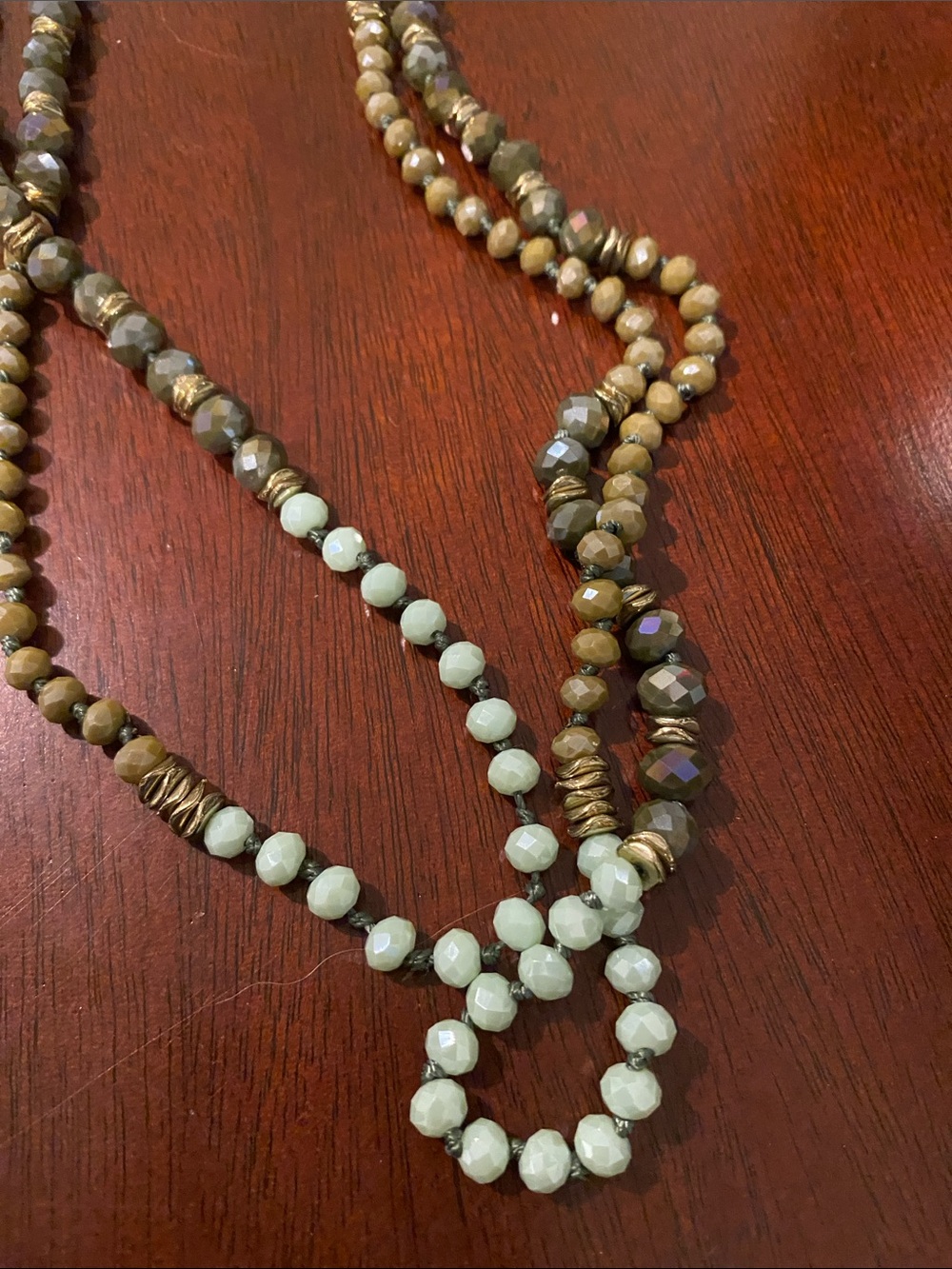 Multi-Strand Brown and Mint Beaded Necklace - Women Jewelry - Picture 2 of 5